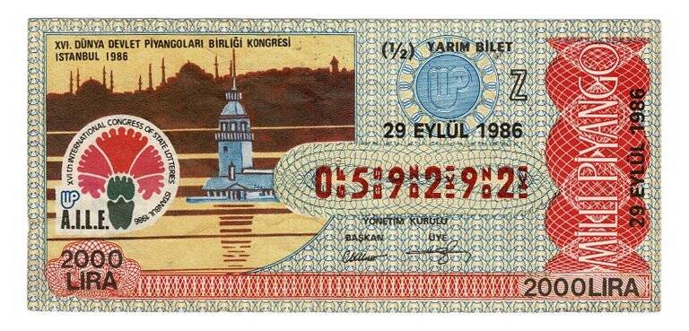29 Eylül 1986 (12) Yarım Bilet PYB5169 - 1