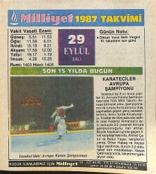 29 Eylül 1987 Takvim Yaprağı - Doğum Günü Hediyesi EFMN14146 - Gökçekoleksiyon