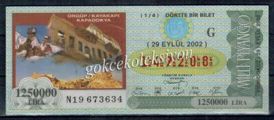 29 Eylül 2002 Çeyrek Bilet PYB1898 - 1