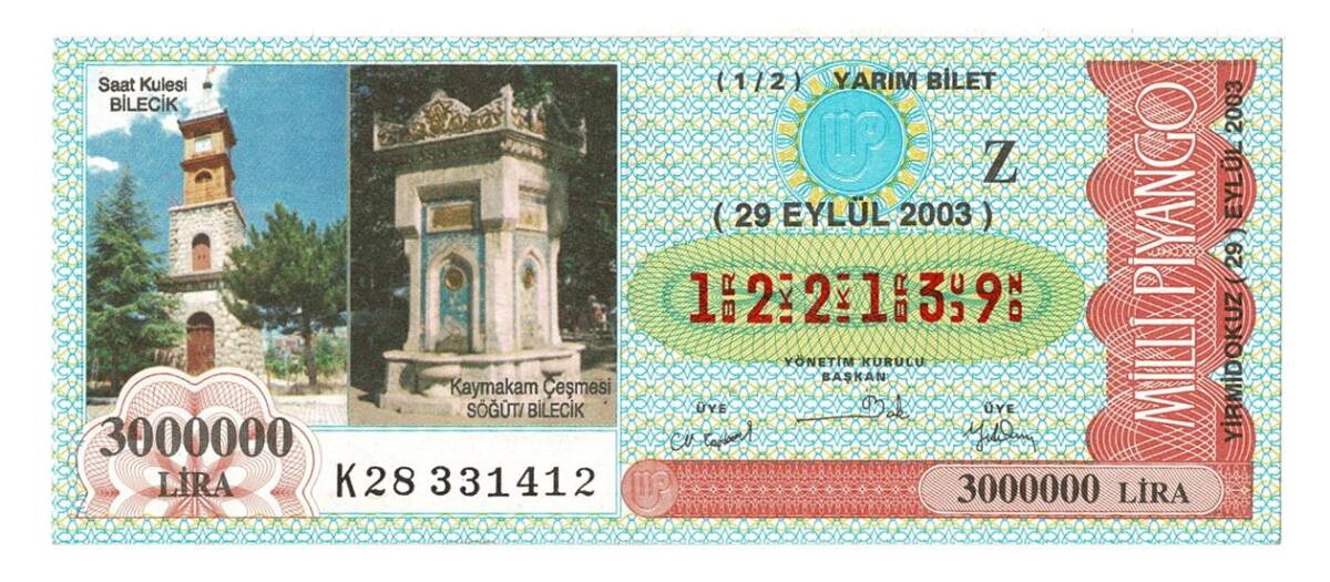 29 Eylül 2003 Yarım Bilet PYB4390 - 1