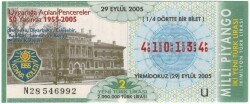 29 Eylül 2005 Çeyrek Bilet PYB3588 - Gökçekoleksiyon