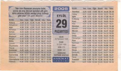 29 Eylül 2008 Takvim Yaprağı EFM(N)2935 - 1