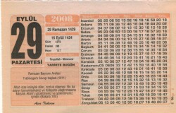 29 Eylül 2008 Takvim Yaprağı EFM(N)2969 - 3