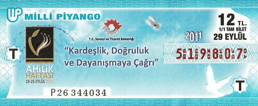 29 Eylül 2011 (T) Ahilik Haftası (11) Tam Bilet PYB5781 - 1