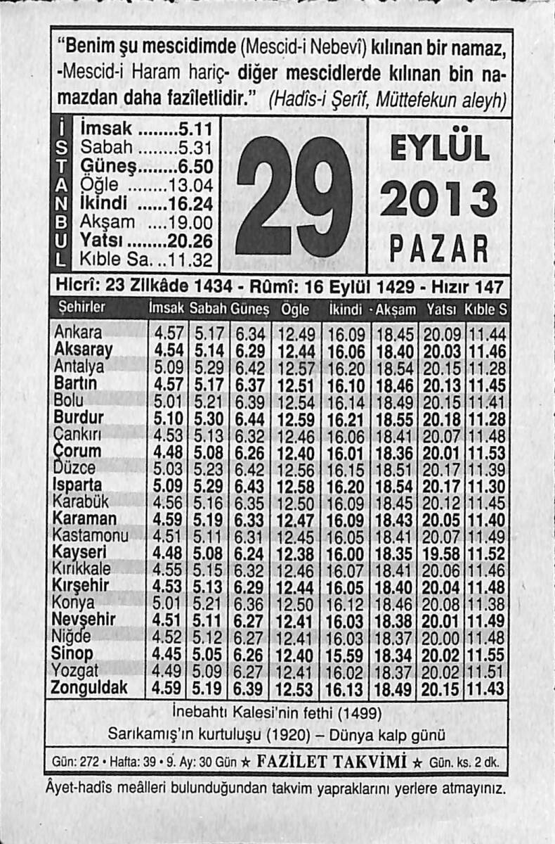 29 Eylül 2013 Takvim Yaprağı - Doğum Günü Hediyesi EFMN13597 - 1