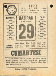 29 Haziran 1974 Takvim Yaprağı - Doğum Günü Hediyesi EFM(N)12132 - Gökçekoleksiyon