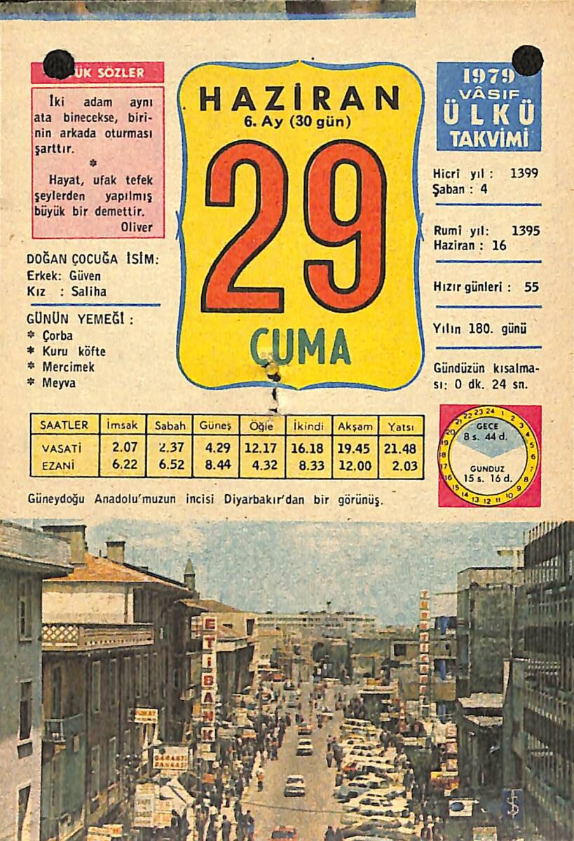 29 Haziran 1979 Takvim Yaprağı - Doğum Günü Hediyesi EFMN13725 - 1