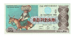 29 Haziran 1982 (14) Çeyrek Bilet (Ç) *Nasreddin Hoca* PYB5896 - Gökçekoleksiyon