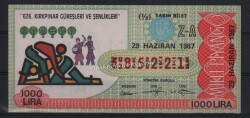 29 Haziran 1987 Yarım Bilet PYB1643 - Gökçekoleksiyon