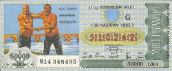 29 Haziran 1995 Piyango Bileti Dörtte Bir Bilet PYB6571 - Gökçekoleksiyon