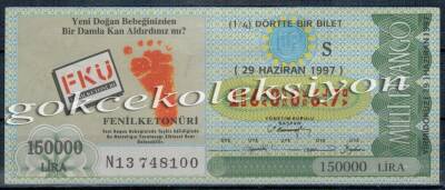 29 Haziran 1997 Çeyrek Bilet PYB1610 - 1
