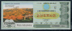 29 Haziran 2002 Çeyrek Bilet PYB1892 - Gökçekoleksiyon