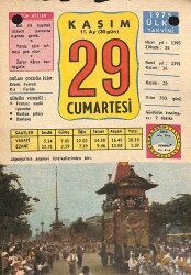 29 Kasım 1975 Takvim Yaprağı - Doğum Günü Hediyesi EFM(N)11872 - Gökçekoleksiyon