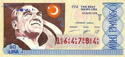 29 Kasım 1978 Piyango Bileti Tam Bilet PYB6218 - 1