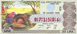 29 Kasım 1979 Piyango Bileti Çeyrek Bilet PYB6231 - Gökçekoleksiyon