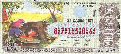29 Kasım 1979 Piyango Bileti Çeyrek Bilet PYB6231 - 1