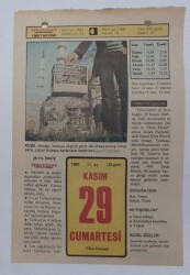 29 Kasım 1980 Takvim Yaprağı - Doğum Günü Hediyesi EFM(N)7215 - Gökçekoleksiyon