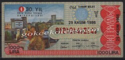 29 Kasım 1986 Yarım Bilet PYB2360 - Gökçekoleksiyon