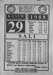 29 Kasım 1988 Takvim Yaprağı - Doğum Günü Hediyesi EFMN14601 - Gökçekoleksiyon