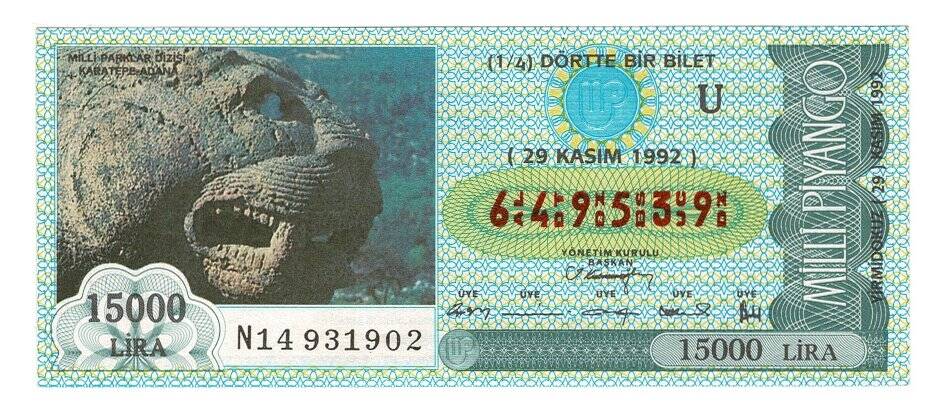 29 Kasım 1992 (14) Dörtte Bir Bilet PYB4946 - 1