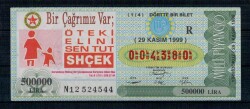 29 Kasım 1999 Çeyrek Bilet PYB2833 - Gökçekoleksiyon