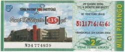 29 Kasım 2006 Çeyrek Bilet PYB3509 - Gökçekoleksiyon