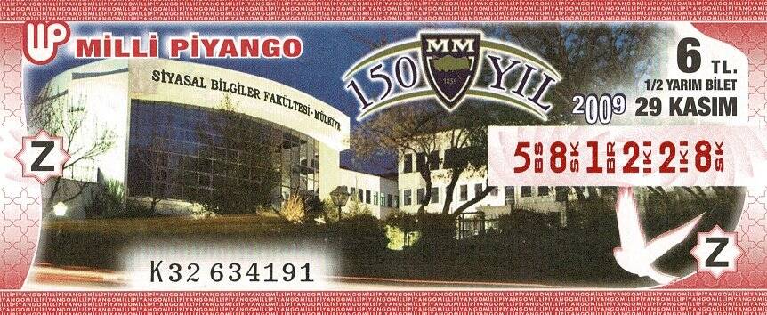 29 Kasım 2009 (Z) Sosyal Bilgiler Fakültesi Mülkiye (12) Yarım Bilet PYB5760 - 1