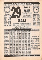 29 Kasım 2011 Takvim Yaprağı - Doğum Günü Hediyesi EFMN15260 - Gökçekoleksiyon