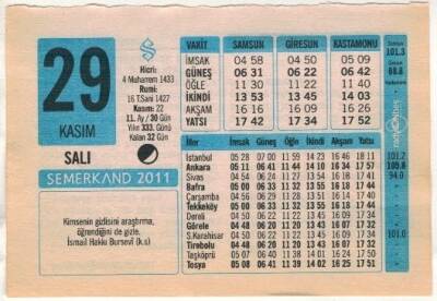 29 Kasım 2011 Takvim Yaprağı EFM(N)1378 - 4