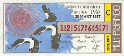 29 Mart 1977 Piyango Bileti Çeyrek Bilet PYB6201 - Gökçekoleksiyon
