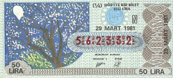 29 Mart 1981 Piyango Bileti Çeyrek Bilet PYB6347 - Gökçekoleksiyon
