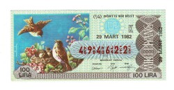 29 Mart 1982 (14) Çeyrek Bilet (K) PYB5889 - Gökçekoleksiyon