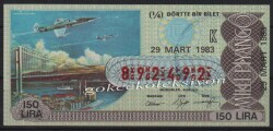 29 Mart 1983 Çeyrek Bilet PYB2330 - Gökçekoleksiyon