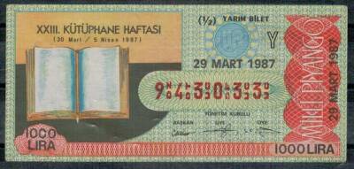 29 Mart 1987 Yarım Bilet PYB928 - 1