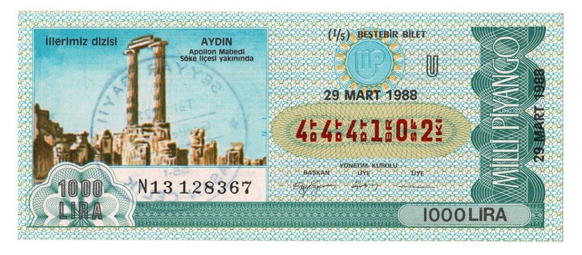 29 Mart 1988 Beştebir Bilet PYB4337 - 1