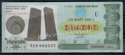 29 Mart 2001 Çeyrek Bilet PYB1872 - Gökçekoleksiyon