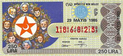 29 Mayıs 1985 Piyango Bileti Çeyrek Bilet PYB6135 - 1