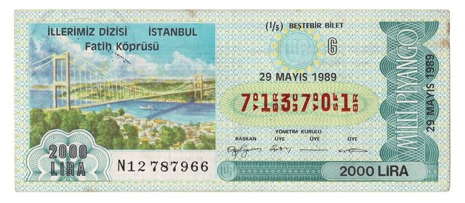 29 Mayıs 1989 (15) Beşte Bir Bilet PYB4986 - 1