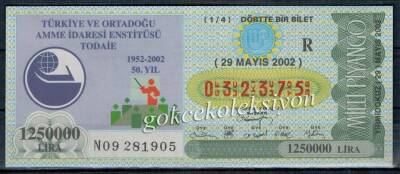 29 Mayıs 2002 Çeyrek Bilet PYB1890 - 1