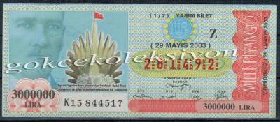 29 Mayıs 2003 Yarım Bilet PYB2564 - 1