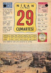 29 Nisan 1972 Takvim Yaprağı - Doğum Günü Hediyesi EFM(N)12256 - Gökçekoleksiyon