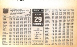 29 Nisan 2006 Takvim Yaprağı - Doğum Günü Hediyesi EFMN13276 - Gökçekoleksiyon