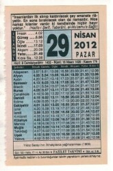 29 Nisan 2012 Takvim Yaprağı EFM(N)1930 - 2