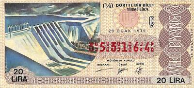 29 Ocak 1979 Piyango Bileti Çeyrek Bilet PYB6233 - 1