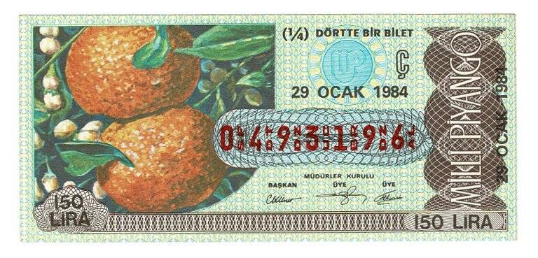29 Ocak 1984 (14) Dörtte Bir Bilet PYB5241 - 1