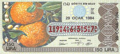 29 Ocak 1984 Piyango Bileti Çeyrek Bilet PYB6039 - 1