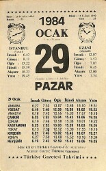 29 Ocak 1984 Takvim Yaprağı - Doğum Günü Hediyesi EFM(N)11555 - Gökçekoleksiyon
