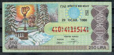 29 Ocak 1986 Piyango Bileti Çeyrek Bilet PYB264 - 1