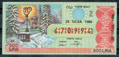29 Ocak 1986 Piyango Bileti Yarım Bilet PYB266 - 1