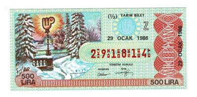 29 Ocak 1986 Piyango Bileti Yarım Bilet PYB5984 - 1